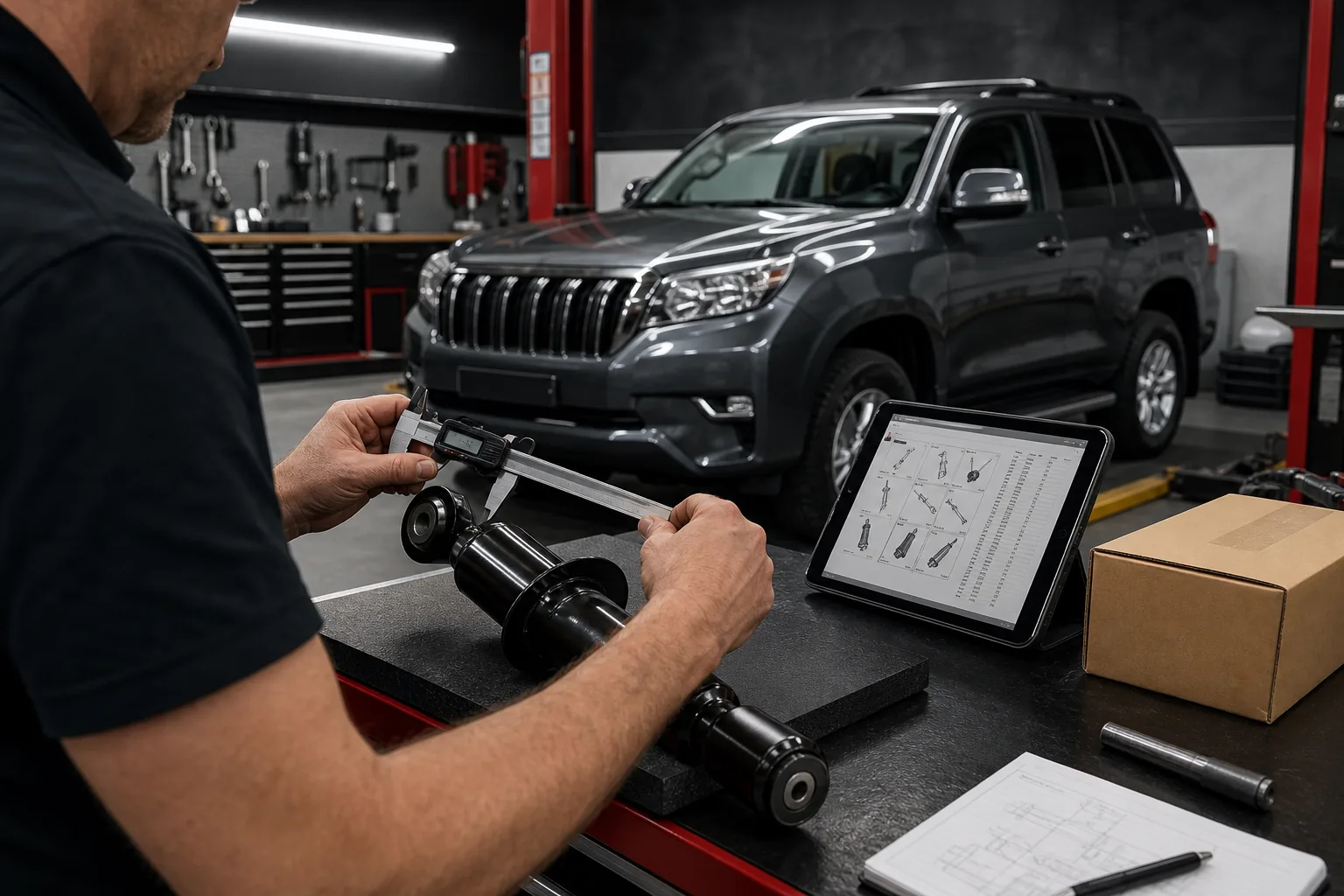 Medición y comprobación de un repuesto compatible para Toyota
